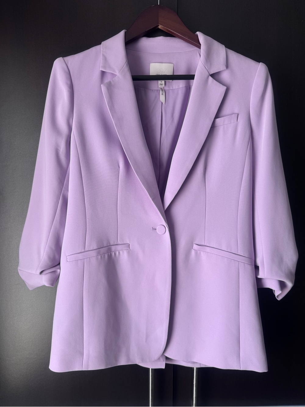 Cinq à Sept Lilac Khloe Ruched Sleeve Blazer Size 6 - Like New!